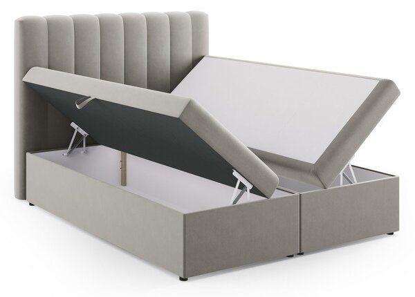 Letto boxspring grigio con contenitore 160x200 cm Gina - Milo Casa