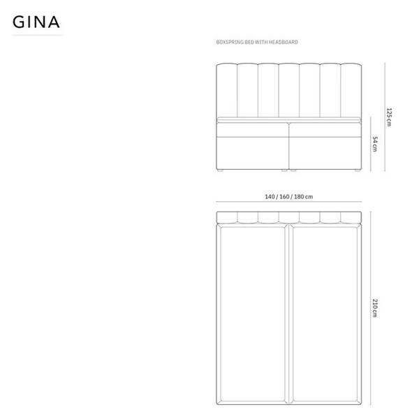 Letto boxspring azzurro con contenitore 160x200 cm Gina - Milo Casa