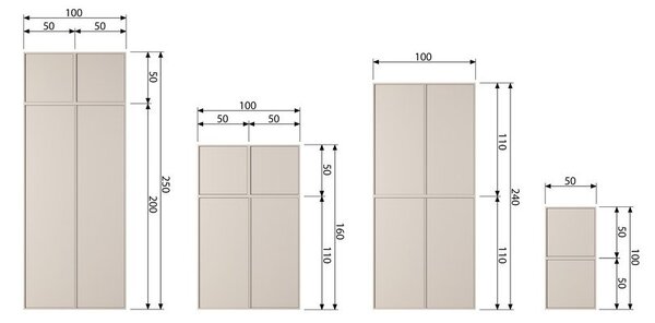 Armadio modulare in legno di pino crema 50x200 cm Daily - vtwonen