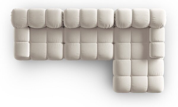 Divano angolare componibile beige (con penisola a destra) con rivestimento in velluto Bellis – Micadoni