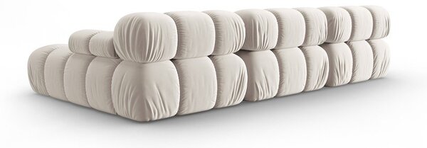 Divano angolare componibile beige (con penisola a destra) con rivestimento in velluto Bellis – Micadoni