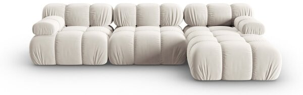 Divano angolare componibile beige (con penisola a destra) con rivestimento in velluto Bellis – Micadoni