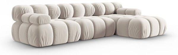 Divano angolare componibile beige (con penisola a destra) con rivestimento in velluto Bellis – Micadoni