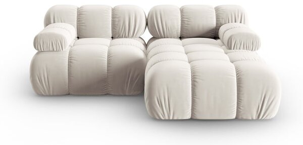 Divano angolare componibile beige (con penisola a destra) con rivestimento in velluto Bellis – Micadoni