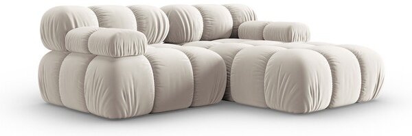Divano angolare componibile beige (con penisola a destra) con rivestimento in velluto Bellis – Micadoni