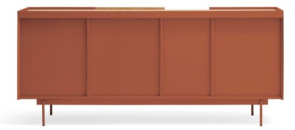 Cassettiera bassa in rovere decorato color mattone-naturale 180x78 cm Otto - Teulat