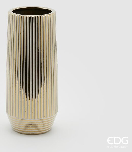 Vaso a Righe in Ceramica Oro Grande - EDG Enzo De Gasperi