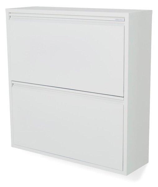 Scarpiera bianca in metallo con ante ribaltabili 75x77,5x22,5 cm Billy – Spinder Design