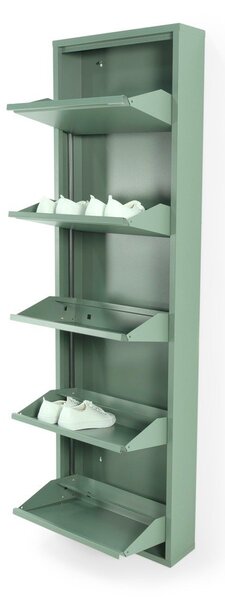 Scarpiera verde polveroso in metallo con ante ribaltabili 50x169x15 cm Billy – Spinder Design
