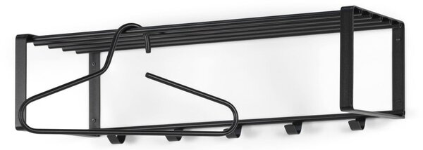Attaccapanni da parete nero in metallo con scaffale 70 cm Rex – Spinder Design