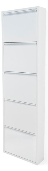 Scarpiera bianca in metallo con ante ribaltabili 50x169x15 cm Billy – Spinder Design