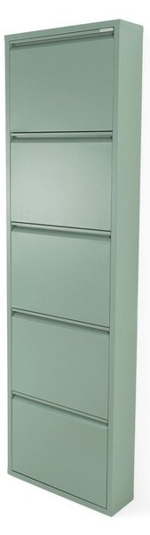 Scarpiera verde polveroso in metallo con ante ribaltabili 50x169x15 cm Billy – Spinder Design