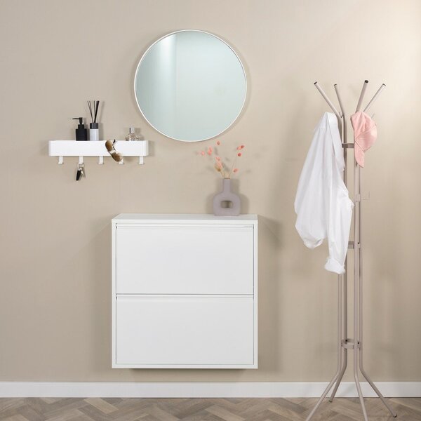 Scarpiera bianca in metallo con ante ribaltabili 75x77,5x22,5 cm Billy – Spinder Design