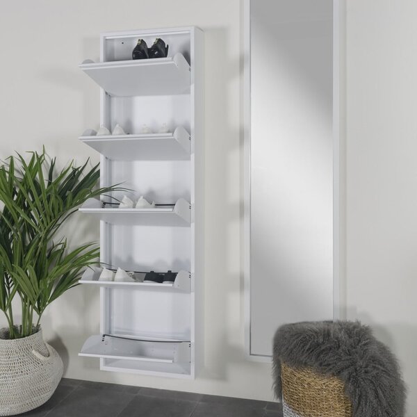 Scarpiera bianca in metallo con ante ribaltabili 50x169x15 cm Billy – Spinder Design
