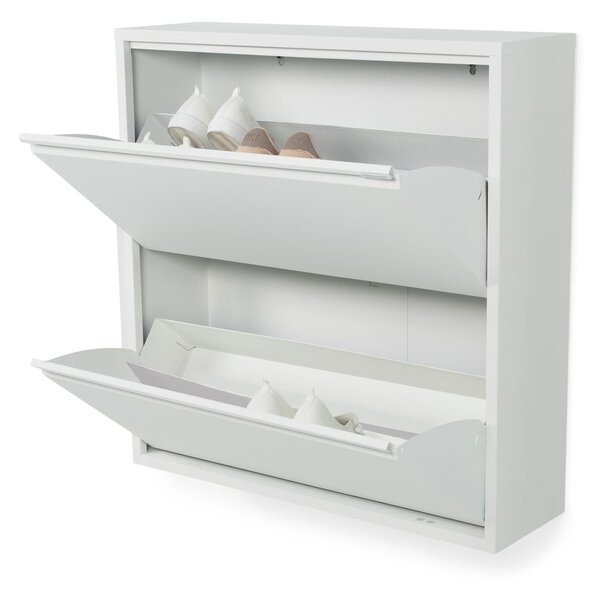 Scarpiera bianca in metallo con ante ribaltabili 75x77,5x22,5 cm Billy – Spinder Design