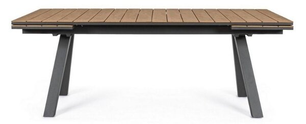 Tavolo allungabile antracite in alluminio e legno Elias