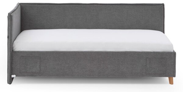 Letto da bambini con sponde grigio imbottito con contenitore con rete inclusa 120x200 cm Fun – Meise Möbel