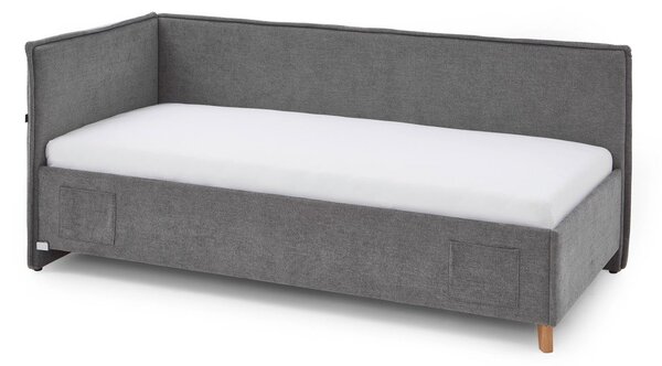 Letto da bambini con sponde grigio imbottito con contenitore con rete inclusa 120x200 cm Fun – Meise Möbel