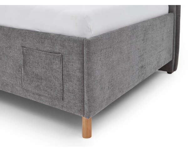 Letto da bambini con sponde grigio imbottito con contenitore con rete inclusa 120x200 cm Fun – Meise Möbel