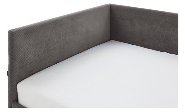 Letto da bambini con sponde color antracite imbottito con contenitore con rete inclusa 90x200 cm Cool – Meise Möbel