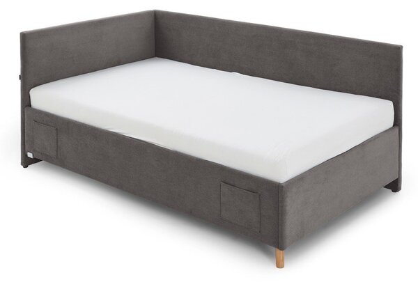 Letto da bambini con sponde color antracite imbottito con contenitore con rete inclusa 90x200 cm Cool – Meise Möbel