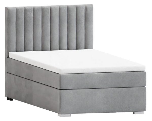 Letto singolo imbottito con contenitore grigio chiaro con materasso e topper inclusi 100x200 cm Bunny – Ropez