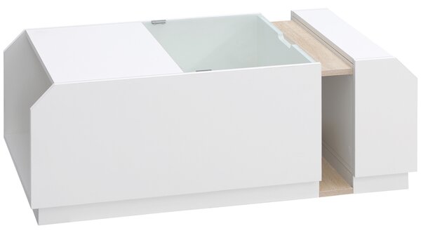 HOMCOM Tavolino da Salotto Moderno, con Ripiani e Scomparti Nascosti, in Legno e Vetro, Design Innovativo, 100x55x36cm