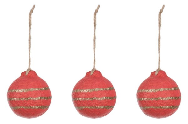 Set Galia palle decorative a righe rosso
