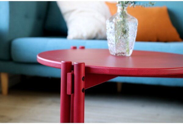 Tavolino rotondo rosso in legno di pino ø 60 cm Sticks - Karup Design