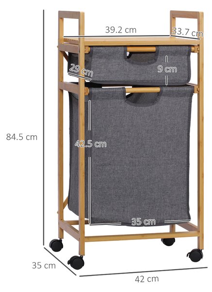 SONGMICS Cesto Portabiancheria A 4 Scomparti, Portabiancheria Su Rotelle Portabiancheria Rimovibile Resistente Ruote Con Freno 4 X 50 Litri Grigio 86187045