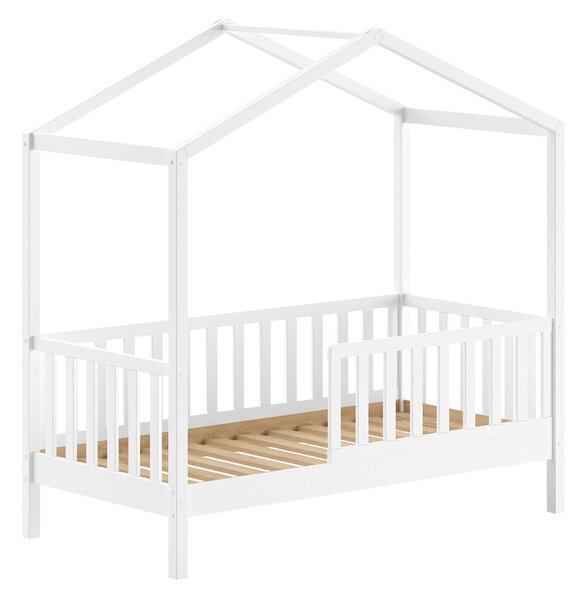 Letto da bambini a forma di casa bianco in pino massiccio con rete inclusa 70x140 cm DALLAS – Vipack
