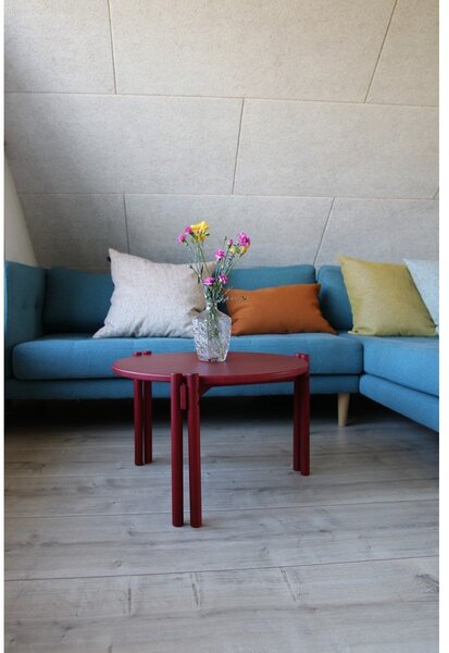 Tavolino rotondo rosso in legno di pino ø 60 cm Sticks - Karup Design
