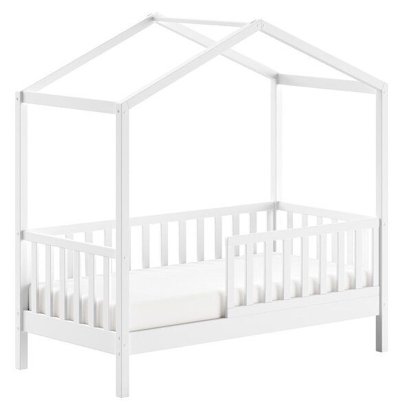 Letto da bambini a forma di casa bianco in pino massiccio con rete inclusa 70x140 cm DALLAS – Vipack