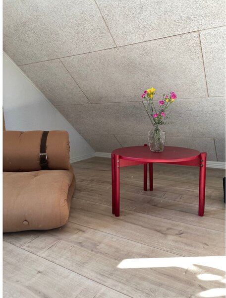 Tavolino rotondo rosso in legno di pino ø 60 cm Sticks - Karup Design
