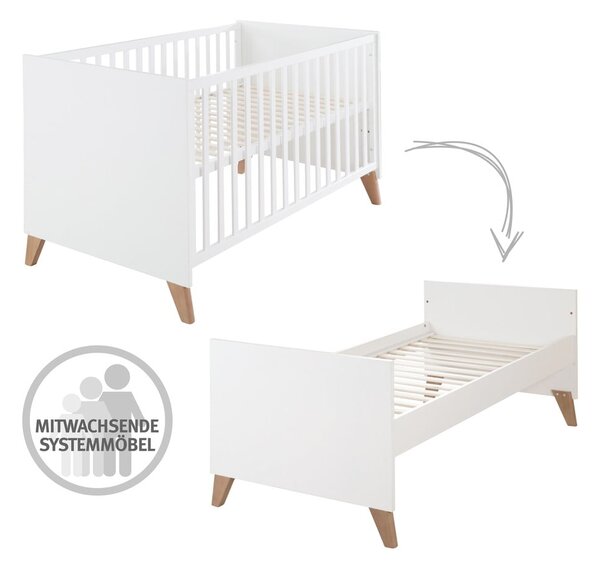 Lettino in colore bianco e naturale 70x140 cm Ole - Roba