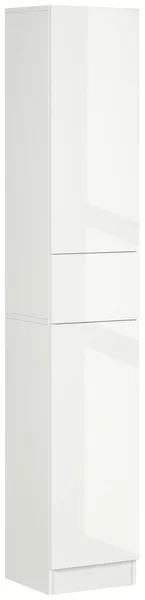 Kleankin Colonna Bagno con Cassetto e 2 Armadietti Bianco Lucido, 30x28x170cm|Aosom