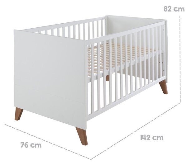 Lettino in colore bianco e naturale 70x140 cm Ole - Roba