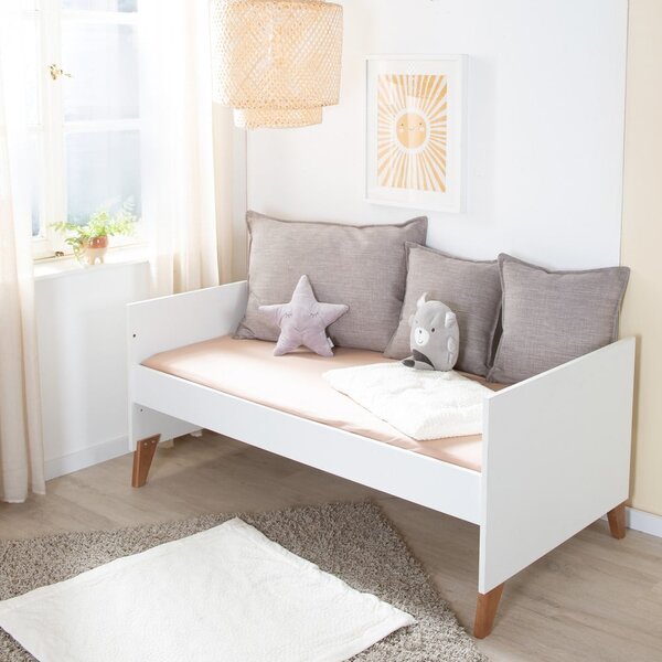 Lettino in colore bianco e naturale 70x140 cm Ole - Roba