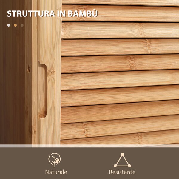 Kleankin Mobile Colonna Bagno con Armadietto, Cassetto e 3 Ripiani Aperti, in Bambù, 32x30x163 cm, Color Legno|Aosom