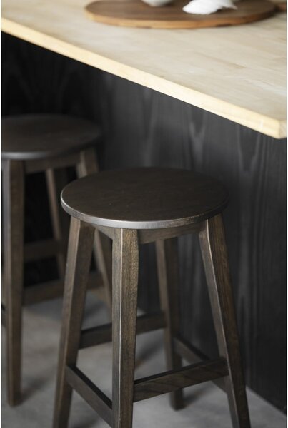 Set di sedie da bar marrone scuro in rovere massiccio 2 pz (altezza della seduta 65 cm) Austin – Rowico