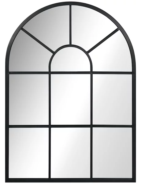 HOMCOM Specchio Moderno a Parete e a forma di Arco 70x50 cm per Camera da Letto e Soggiorno, in Metallo Nero e Vetro|Aosom