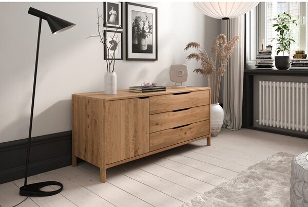 Cassettiera bassa in legno di quercia in colore naturale 140x64 cm Twig - The Beds