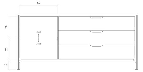 Cassettiera bassa in legno di quercia in colore naturale 140x64 cm Twig - The Beds
