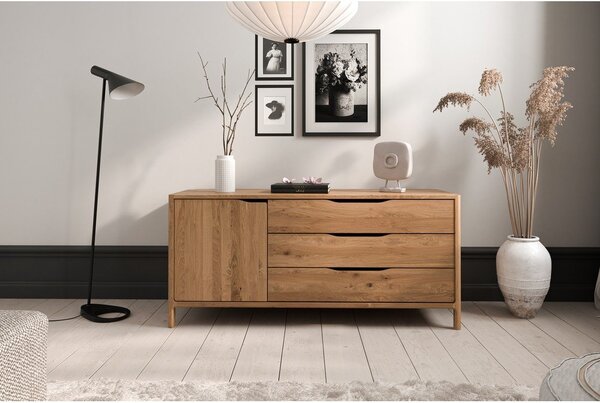 Cassettiera bassa in legno di quercia in colore naturale 140x64 cm Twig - The Beds