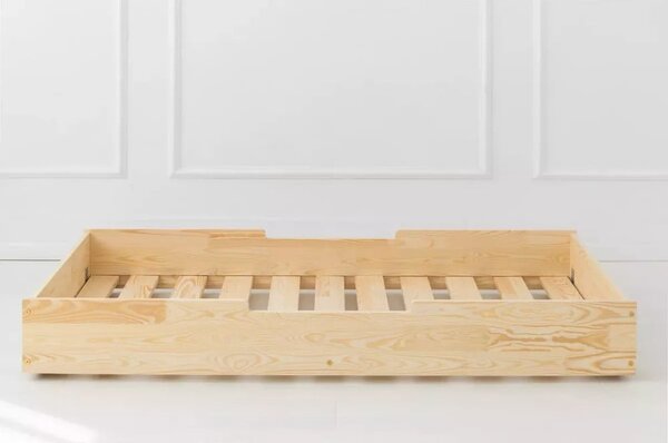 Letto da bambini estraibile di colore naturale con contenitore con rete inclusa 90x200 cm CP – Adeko