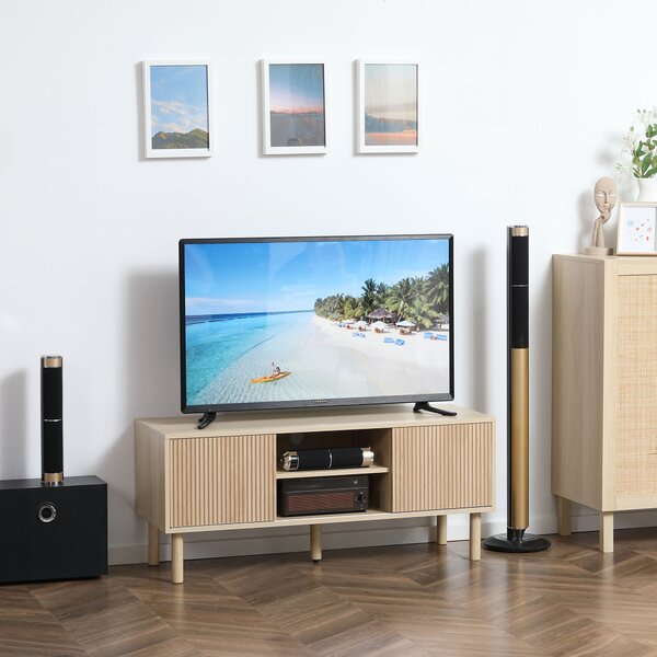 HOMCOM Mobile Porta TV fino a 50" con Vani Aperti e Armadietti con Anta Scorrevole, 115x40x49cm|Aosom