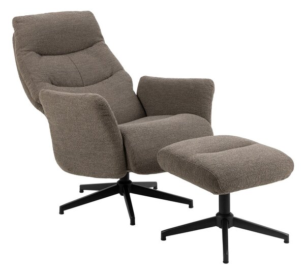 Poltrona relax grigio-marrone in tessuto bouclé London - Actona