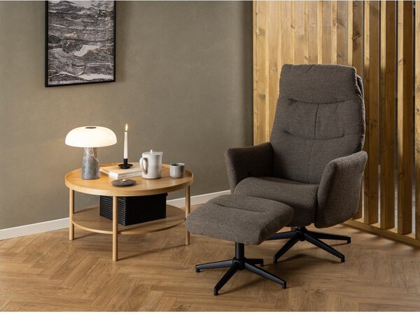 Poltrona relax grigio-marrone in tessuto bouclé London - Actona