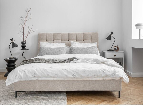 Letto matrimoniale imbottito beige con rete inclusa 180x200 cm Eve – Miuform