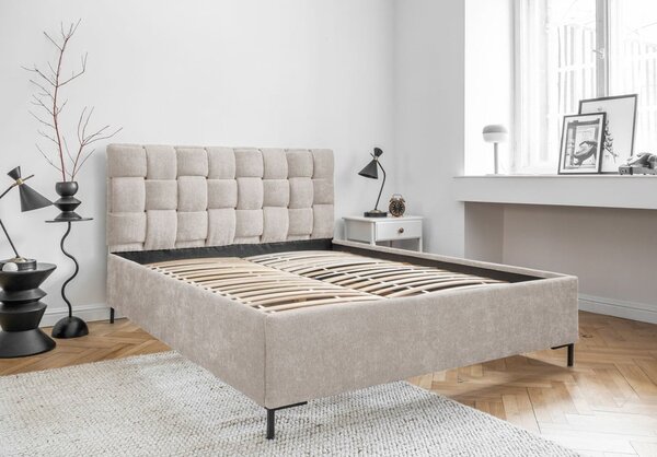 Letto matrimoniale imbottito beige con rete inclusa 180x200 cm Eve – Miuform